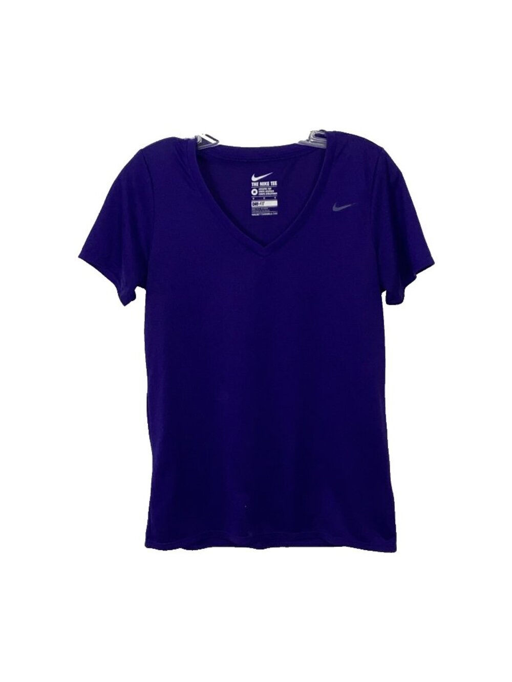 Nike Dri Fit V Neck T Shirt Purple Athletic Cut Workout Tee Size M